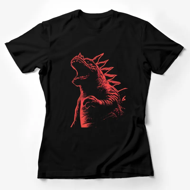 Red Dinosaur Graphic T-Shirt, Trendy Unisex Dino Tee, Cool Jurassic Inspired Top for All Ages Female T-Shirt