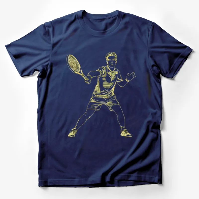 Vintage Tennis Player Graphic Tee, Retro Sports T-Shirt, Athletic Casual Wear, Unisex Top Male T-Shirt