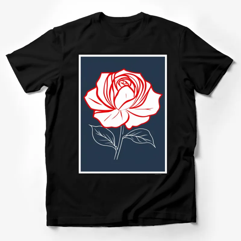 Elegant Red Rose Graphic T-Shirt, Floral Design Tee, Stylish Botanical Top, Women's Fashion Male T-Shirt