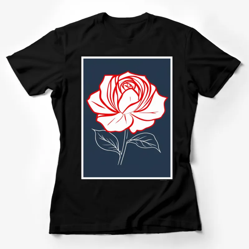 Elegant Red Rose Graphic T-Shirt, Floral Design Tee, Stylish Botanical Top, Women's Fashion Female T-Shirt