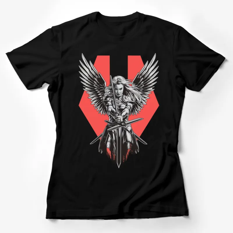 Winged Warrior Angel T-Shirt, Fantasy Art Female Knight, Unique Graphic Tee, Gift for Gamers Female T-Shirt