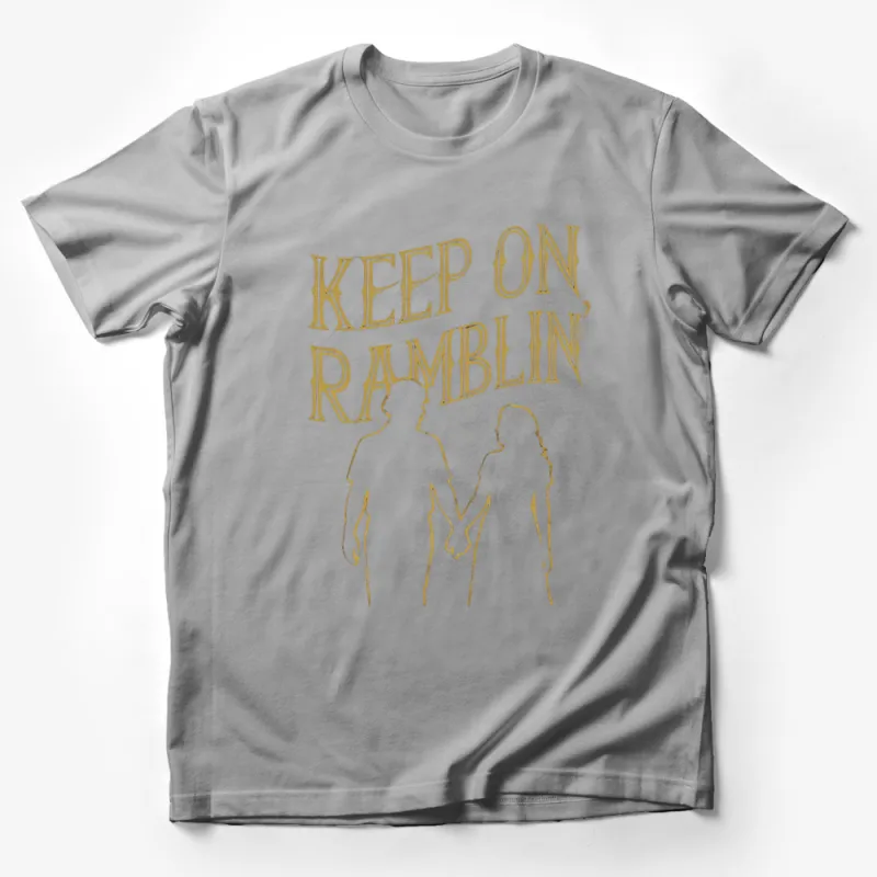 Keep On Ramblin' T-Shirt with Couple Silhouette, Vintage Style Graphic Tee, Unisex Male T-Shirt