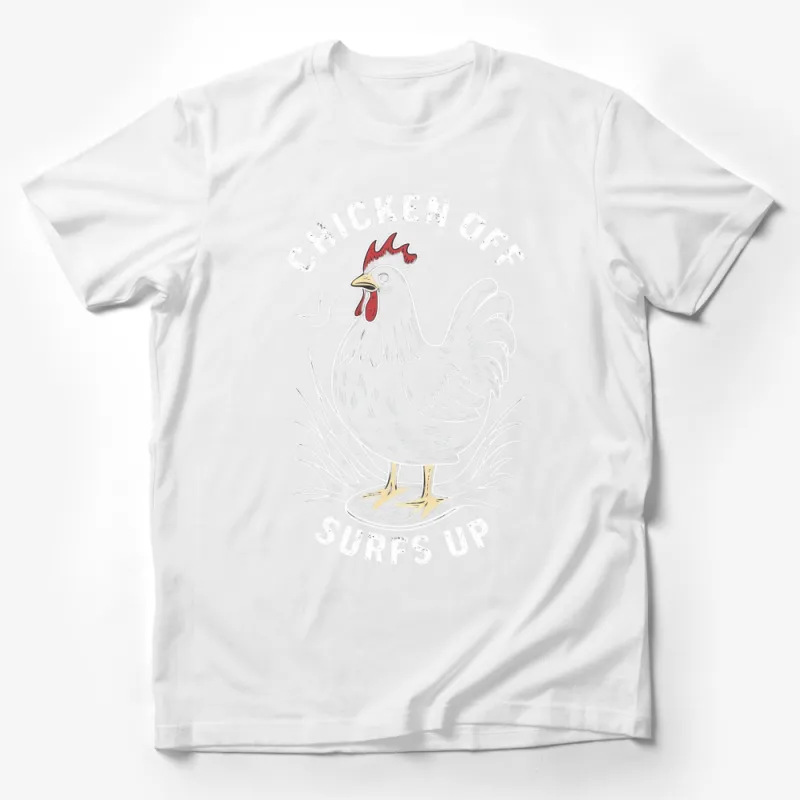 Chicken Surfing T-Shirt, Funny Surf's Up Graphic Tee, Unisex Summer Beach Wear Male T-Shirt