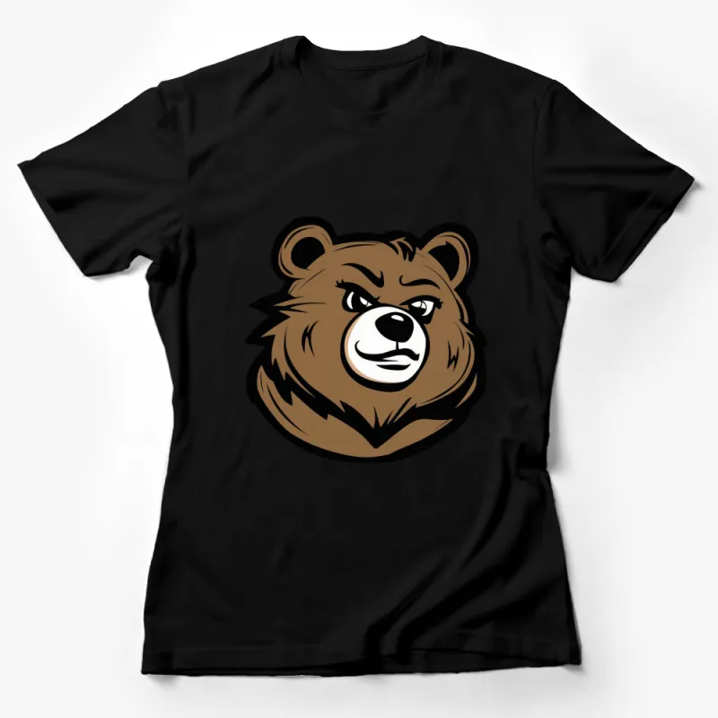 Angry Bear Face Graphic T-Shirt, Bold Animal Design Tee, Unisex Adult and Kids Sizes Female T-Shirt