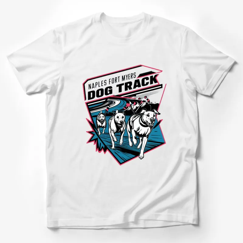 Naples Fort Myers Dog Track Retro Style Graphic T-Shirt, Vintage Racing Dogs Tee Male T-Shirt