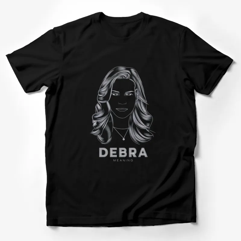 Debra Meaning Typography Art Women's Fashion T-Shirt, Elegant Graphic Tee, Stylish Silver Print Male T-Shirt