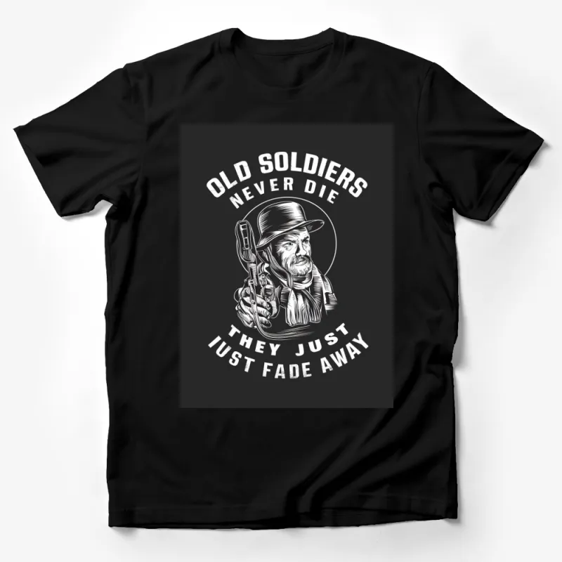 Vintage Military T-Shirt - Old Soldiers Never Die Quote - Classic Soldier Graphic Tee Male T-Shirt