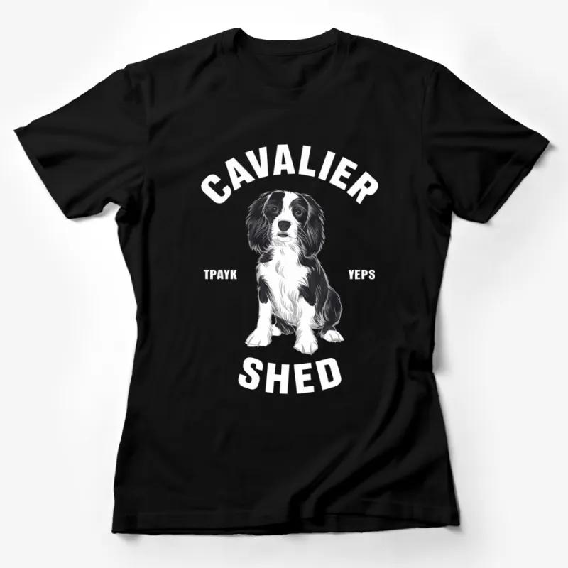 Cavalier King Charles Spaniel T-Shirt, Dog Lover Gift, Black and White Graphic Tee Female T-Shirt