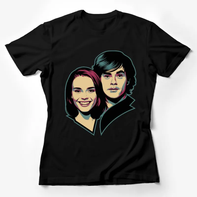 Vintage Pop Art Couple Portrait T-Shirt, Retro Style Graphic Tee, Unisex Fashion Top Female T-Shirt