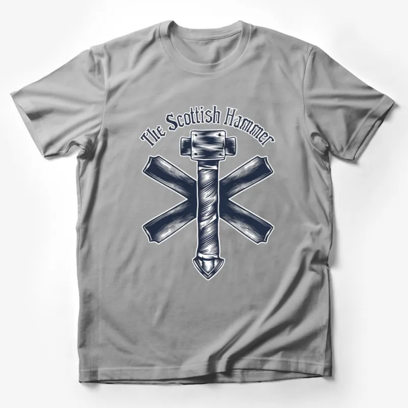 Scottish Hammer T-Shirt, Vintage Blacksmith Graphic Tee, Retro Metalwork Emblem, Men's and Women's Sizes Male T-Shirt