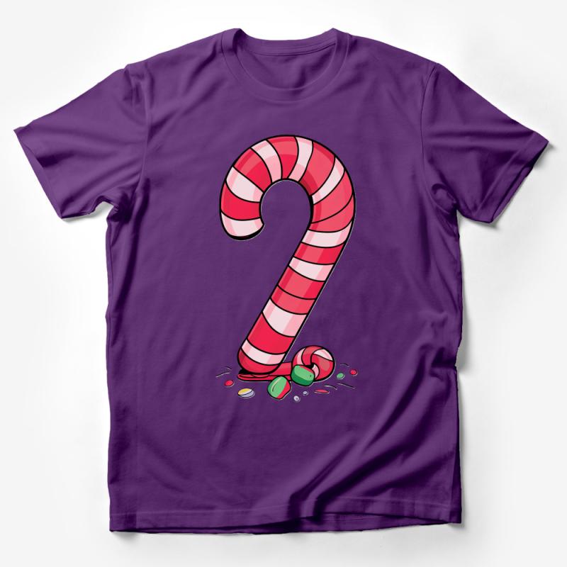 Candy Cane Graphic T-Shirt, Colorful Christmas Tee, Holiday Shirt, Festive Winter Clothing, Unisex Tee, Gift Idea, Casual Wear Male T-Shirt