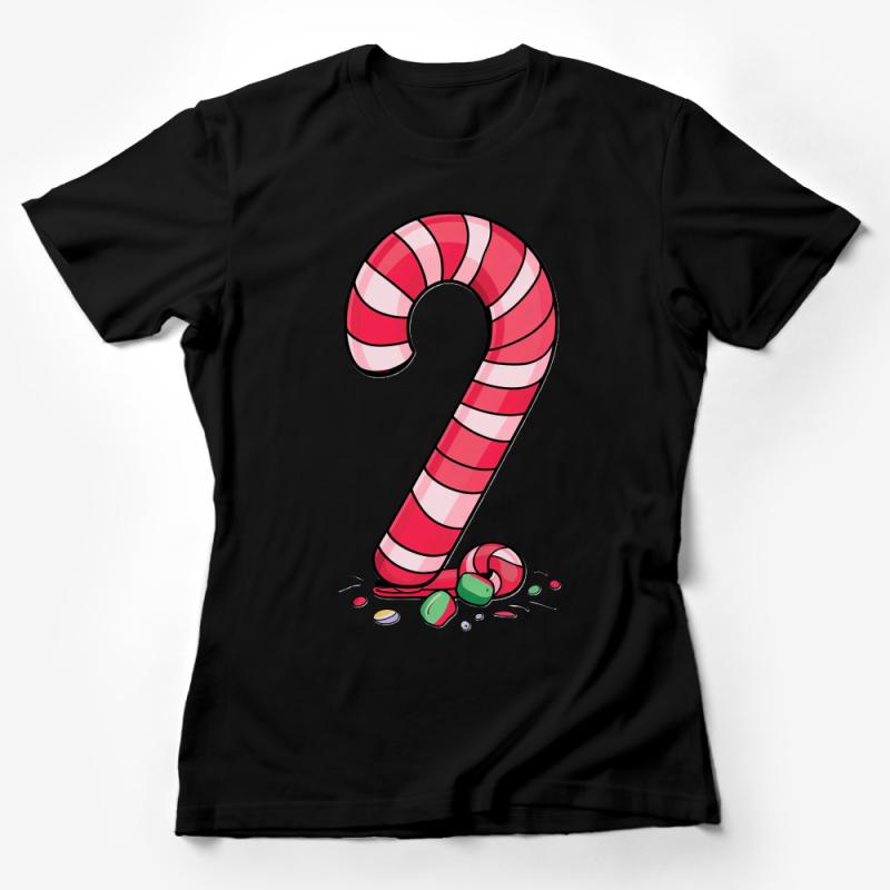 Candy Cane Graphic T-Shirt, Colorful Christmas Tee, Holiday Shirt, Festive Winter Clothing, Unisex Tee, Gift Idea, Casual Wear Female T-Shirt