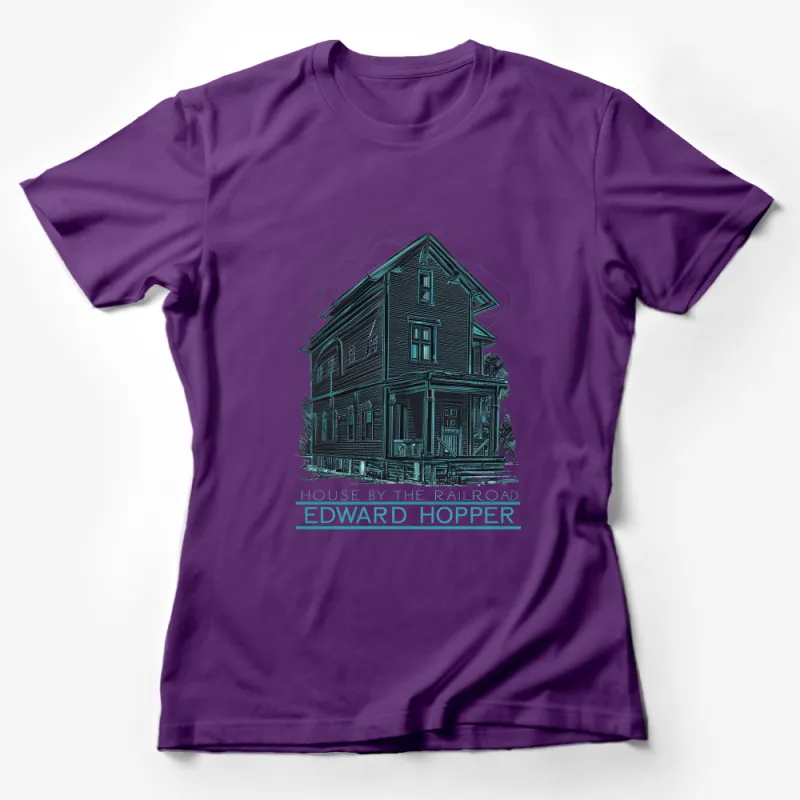 Edward Hopper House by the Railroad Art T-Shirt, Vintage Architectural Tee, Unique Artistic Shirt Design Female T-Shirt