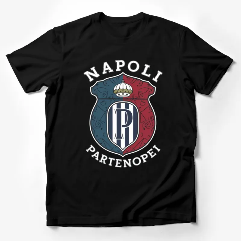 Napoli Partenopei Crest T-Shirt, Italian Heritage Shield Graphic Tee, Stylish Unisex Apparel Male T-Shirt