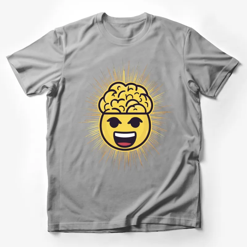 Bright Brainy Emoji T-Shirt, Fun Intellectual Graphic Tee, Vibrant Mindful Top, Unisex Shirt for All Male T-Shirt