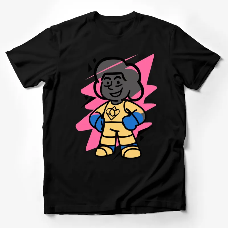 Cool Cartoon Superhero Girl T-Shirt, Colorful Kids Tee, Fun Graphic Shirt for Children Male T-Shirt