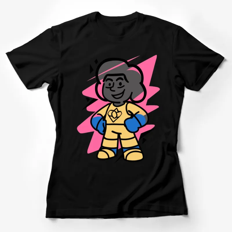 Cool Cartoon Superhero Girl T-Shirt, Colorful Kids Tee, Fun Graphic Shirt for Children Female T-Shirt