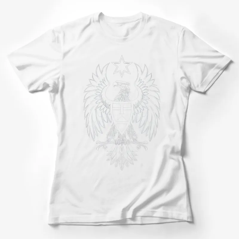 Bold Eagle Crest Graphic T-Shirt, Patriotic Star Emblem Tee, Unisex Casual Wear Female T-Shirt