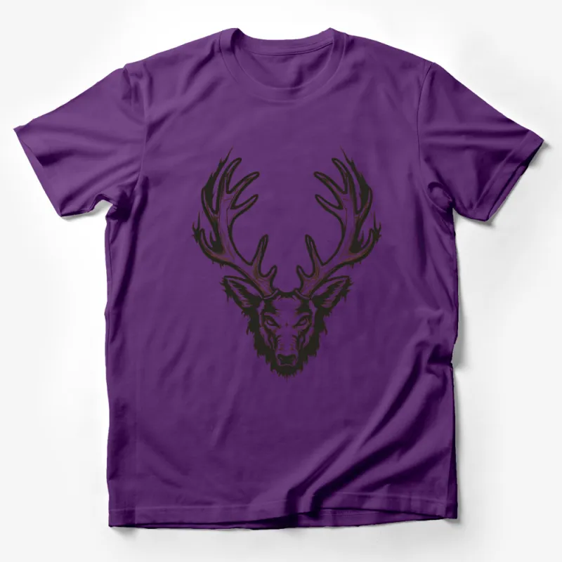 Deer Head Graphic T-Shirt, Antler Illustration Tee, Wildlife Art Shirt, Nature Lover Gift, Unisex Apparel, Hunting Theme Male T-Shirt