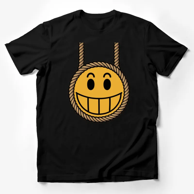 Smiley Face Rope Swing Graphic T-Shirt, Happy Face Casual Wear, Unisex Tee Male T-Shirt