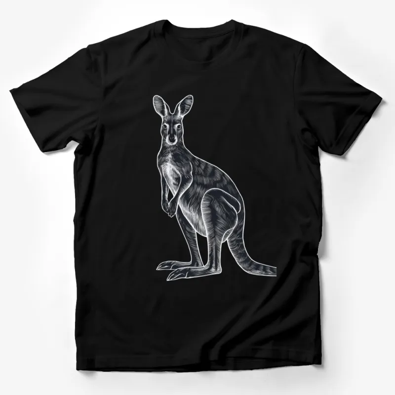 Vintage Style Kangaroo T-Shirt, Detailed Animal Graphic Tee, Nature Wildlife Unisex Shirt Male T-Shirt