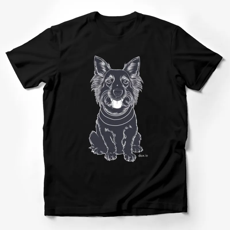 Black and White Dog Illustration T-Shirt, Cute Pembroke Welsh Corgi Graphic Tee, Unisex Adult Casual Shirt Male T-Shirt