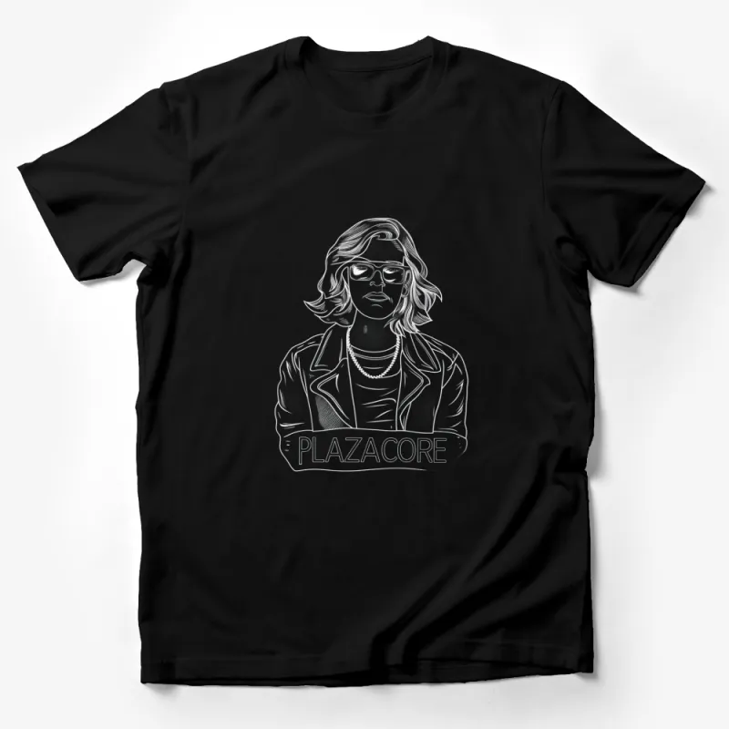 PlazaCore Fashion Icon Line Art T-Shirt, Trendy Monochrome Graphic Tee, Stylish Casual Wear Male T-Shirt