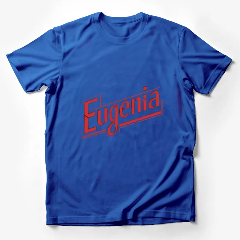 Retro Style Eugenia Text Logo T-Shirt, Vintage Inspired Red and White Tee, Casual Graphic Unisex Shirt Male T-Shirt