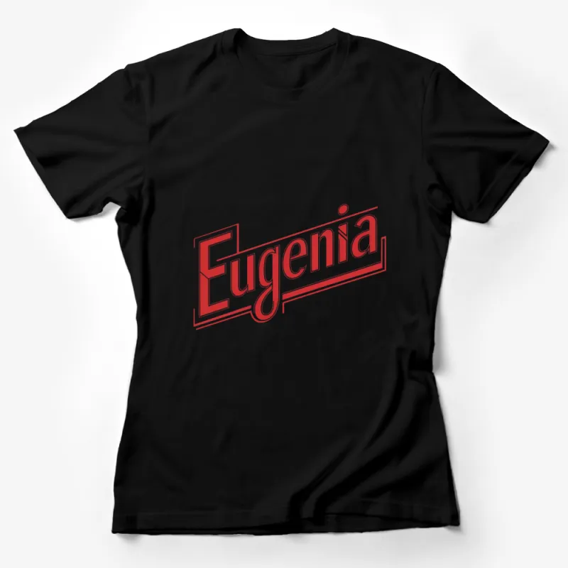 Retro Style Eugenia Text Logo T-Shirt, Vintage Inspired Red and White Tee, Casual Graphic Unisex Shirt Female T-Shirt