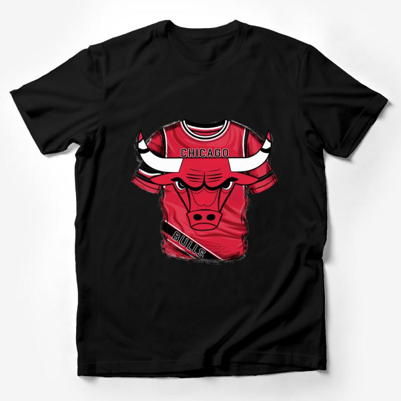 Red Sports Team Graphic T-Shirt, Vintage Bulls Inspired Tee, Unisex Casual Streetwear, Basketball Fan Shirt, Gift for Hoops Lovers Male T-Shirt