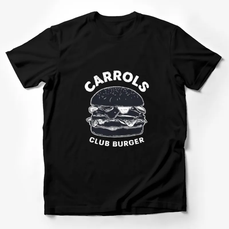 Vintage Carrol's Club Burger T-Shirt, Retro Fast Food Tee, Graphic Hamburger Shirt, Unisex Fashion Top Male T-Shirt