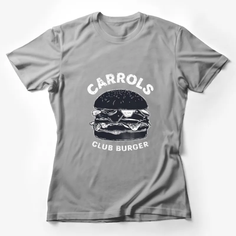 Vintage Carrol's Club Burger T-Shirt, Retro Fast Food Tee, Graphic Hamburger Shirt, Unisex Fashion Top Female T-Shirt