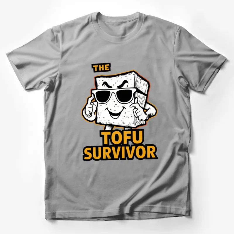 The Tofu Survivor Cartoon Graphic Tee, Fun Vegan T-Shirt, Trendy Plant-Based Diet Shirt Male T-Shirt