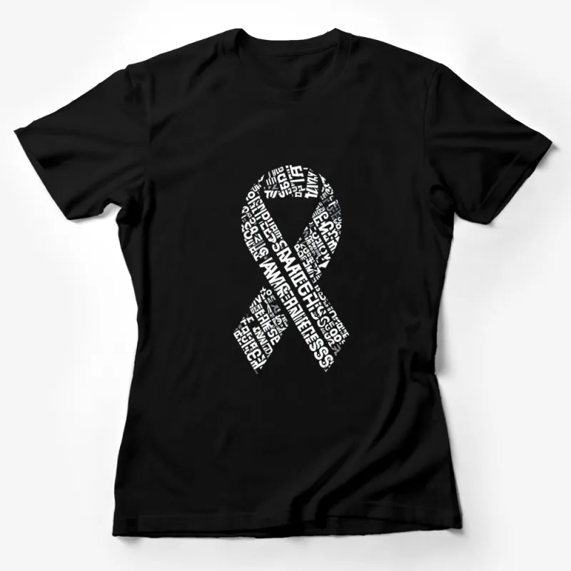 Awareness Ribbon Typography T-Shirt, Mental Health Support, Unisex Tee Female T-Shirt