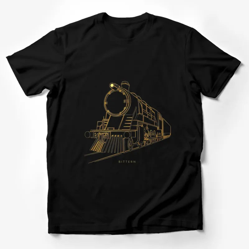 Vintage Train Line Art T-Shirt, Classic Locomotive Illustration Tee, Unisex Railfan Clothing Male T-Shirt