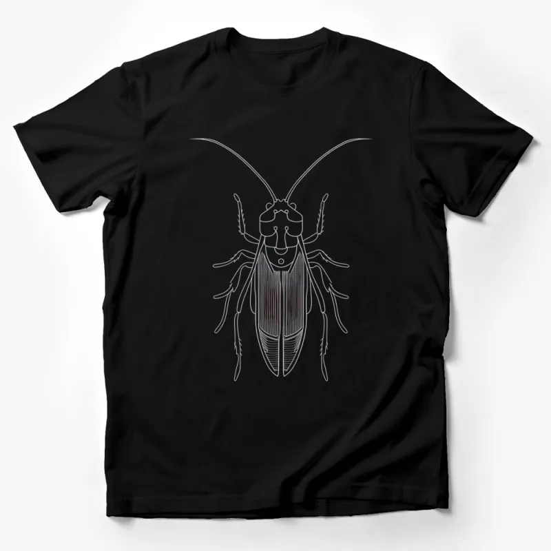 Unique White Roach Insect T-Shirt, Artistic Line Art Bug Design Tee, Nature Inspired Fashion Male T-Shirt