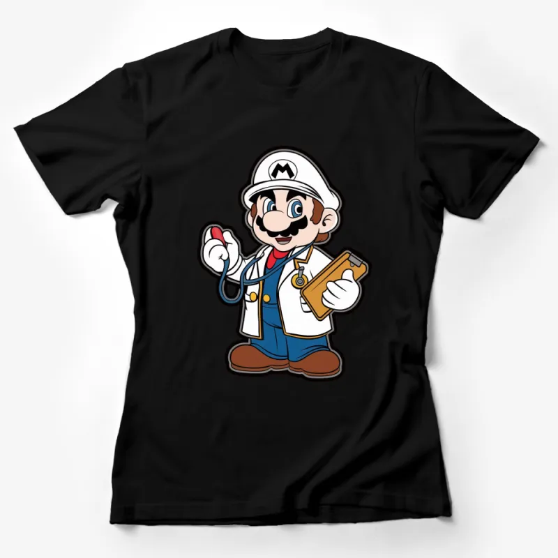 Classic Video Game Character Doctor Themed T-Shirt, Fun Geeky Graphic Tee, Unique Gift for Gamers Female T-Shirt