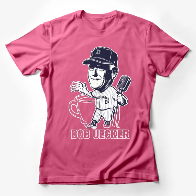 Vintage Bob Uecker Cartoon T-Shirt, Classic Baseball Announcer Graphic Tee, Sports Fan Gift Female T-Shirt