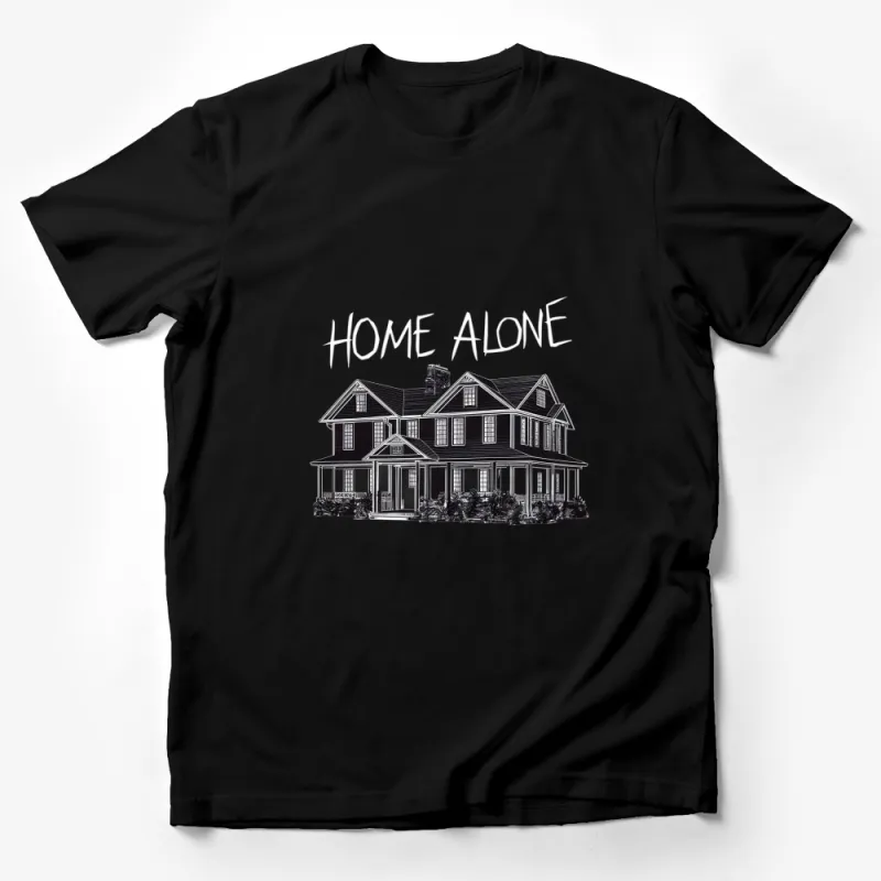 Home Alone House Illustration T-Shirt, Classic Movie Architecture Graphic Tee, Unique Film Art Shirt Male T-Shirt