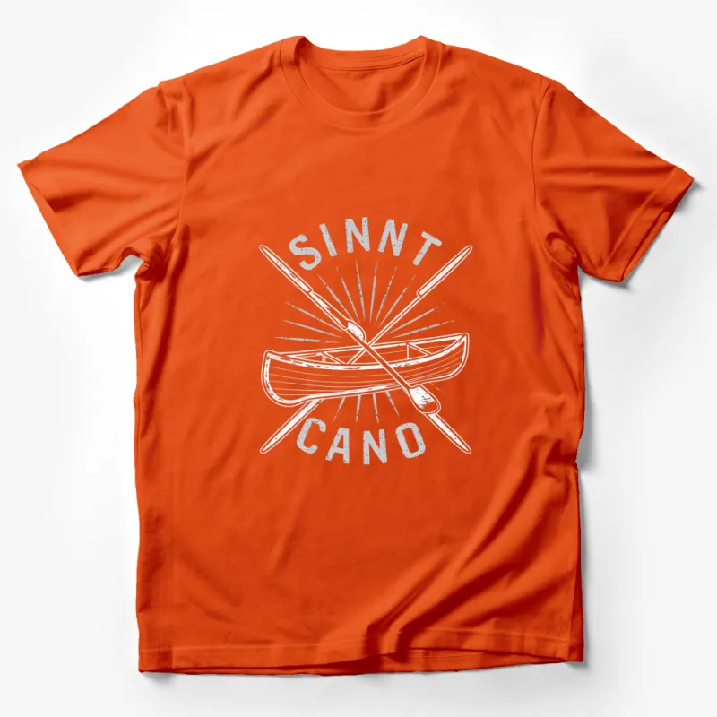 Vintage Canoe Paddle Print T-Shirt, Black Graphic Tee, Outdoor Adventure Apparel Male T-Shirt