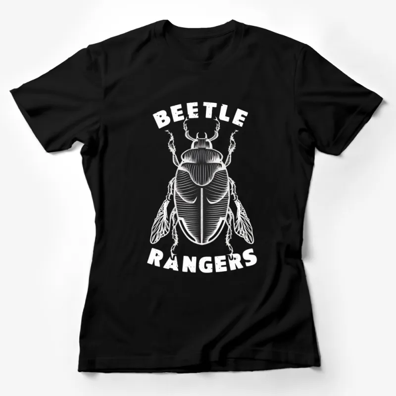 Beetle Rangers Graphic T-Shirt, Cool Insect Design Tee, Unisex Black Shirt for Entomology Enthusiasts Female T-Shirt