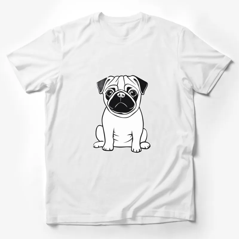 Cute Pug Dog T-Shirt, Funny Pug Lover Gift, Unisex Black Tee for Pet Owners, Adorable Puppy Graphic Male T-Shirt