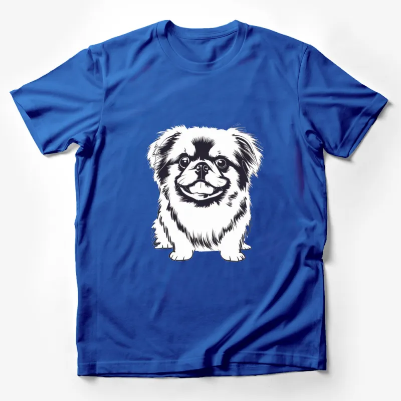 Cute Pekingese Dog T-Shirt, Black and White Animal Graphic Tee, Pet Lover Gift, Unisex Shirt Male T-Shirt