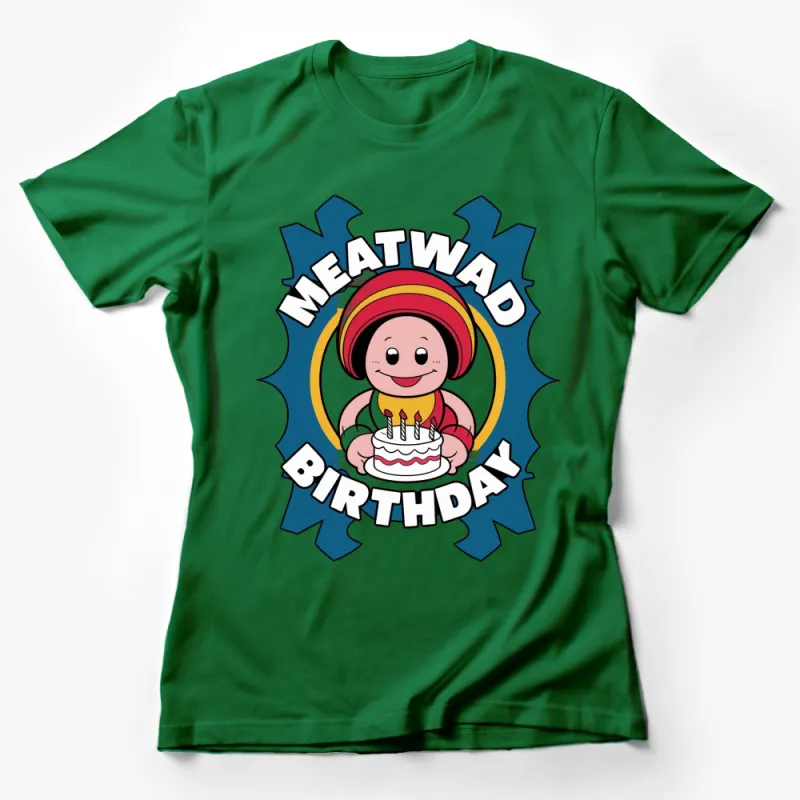 Meatwad Birthday Cartoon Graphic T-Shirt, Fun Animated Character Tee, Unique Gift for Animation Lovers Female T-Shirt