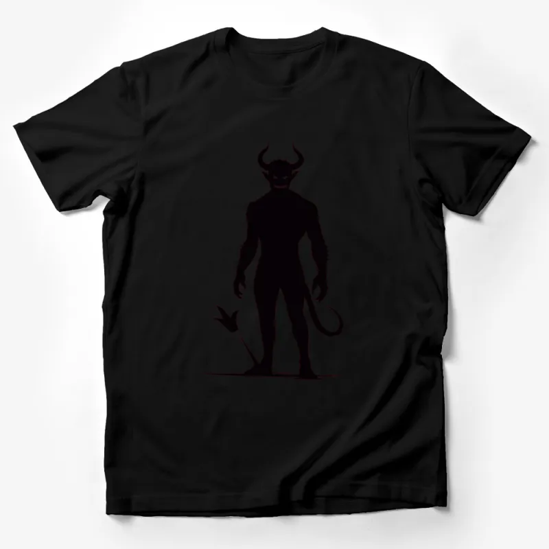 Men's Black T-Shirt with Devil Silhouette Design, Gothic Style Graphic Tee, Unique Fashion Statement Top Male T-Shirt