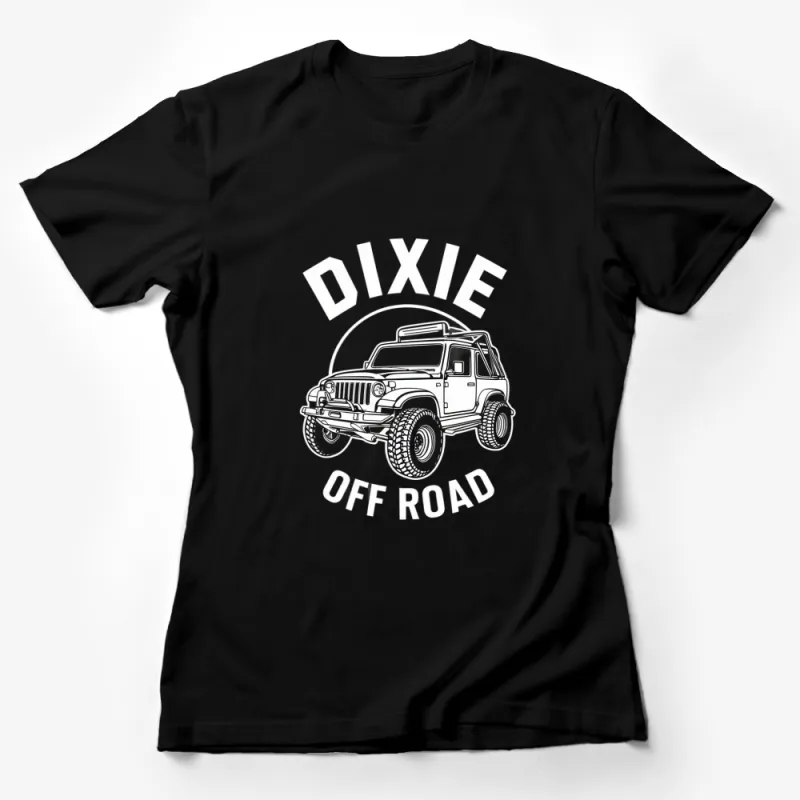 Dixie Off Road Jeep T-Shirt, Black Adventure Graphic Tee, Car Enthusiast Shirt, 4x4 off-roading Casual Wear Female T-Shirt