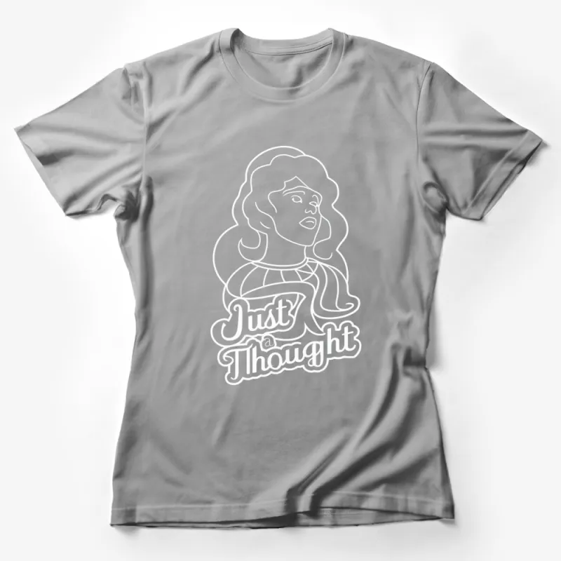 Just a Thought Neon Outline Woman Portrait T-Shirt, Stylish Feminine Graphic Tee, Unique Gift Idea Female T-Shirt