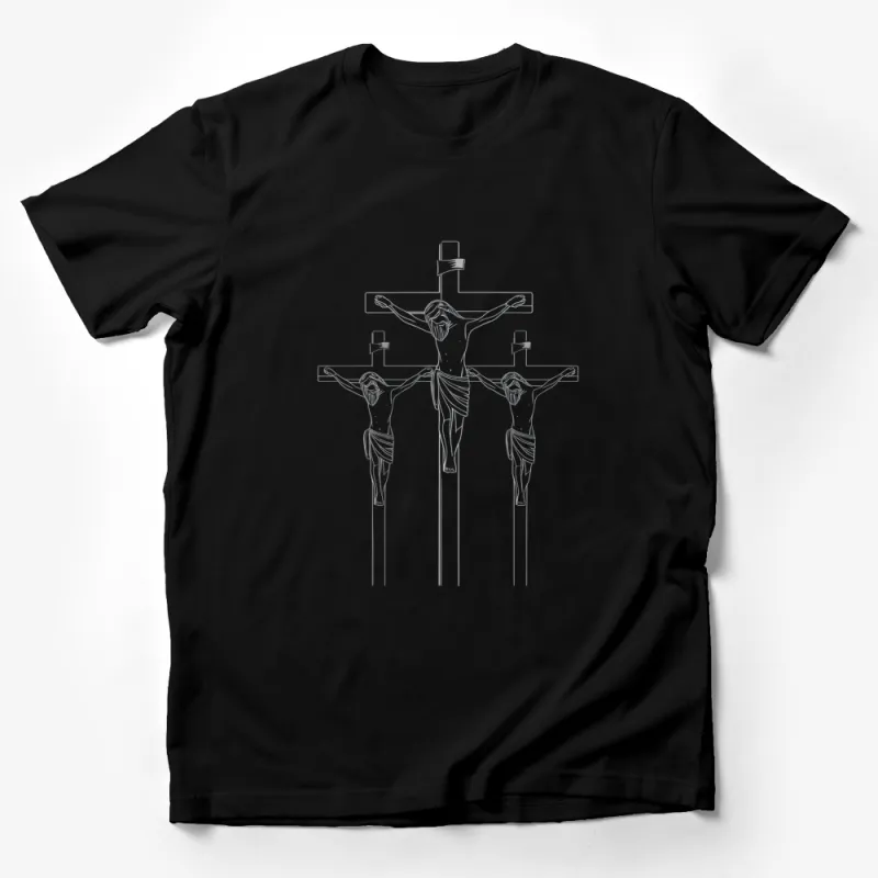 Christian Crucifixion Scene T-Shirt, Religious Easter Gift, Jesus on the Cross Apparel Male T-Shirt