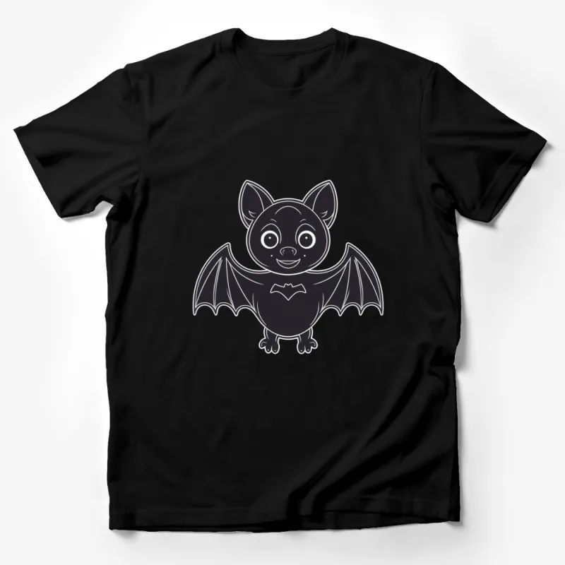 Cute Bat Graphic T-Shirt, Charming Cartoon Bat Design, Kids and Adults Casual Wear Male T-Shirt