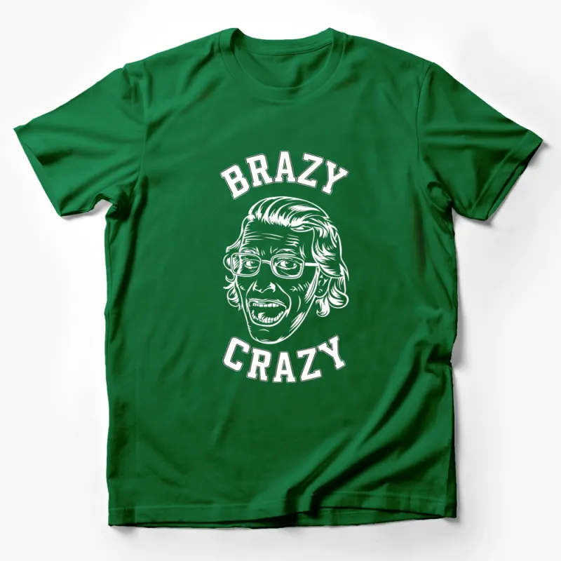 Brazy Crazy Bold Graphic T-Shirt, Black and White Hip-Hop Style, Urban Streetwear Tee, Unisex Fashion Male T-Shirt